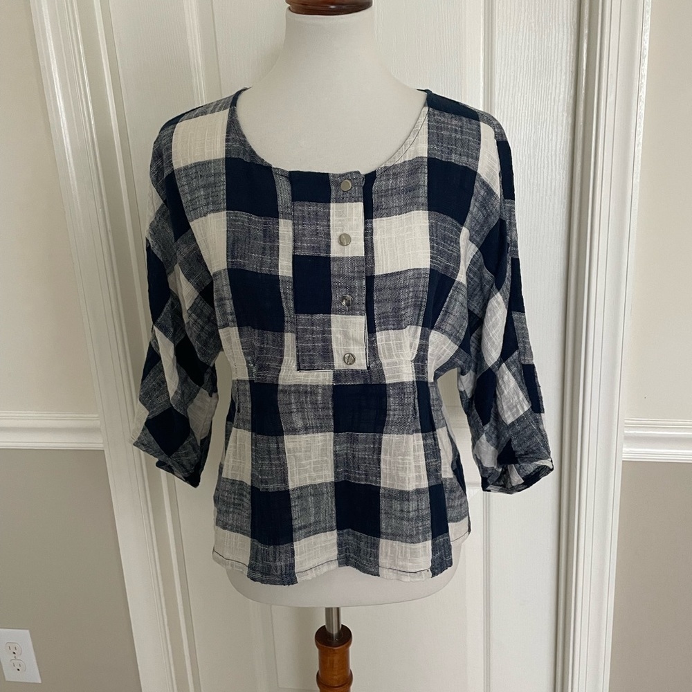Zara Linen Gingham check Top - Picture 2 of 4